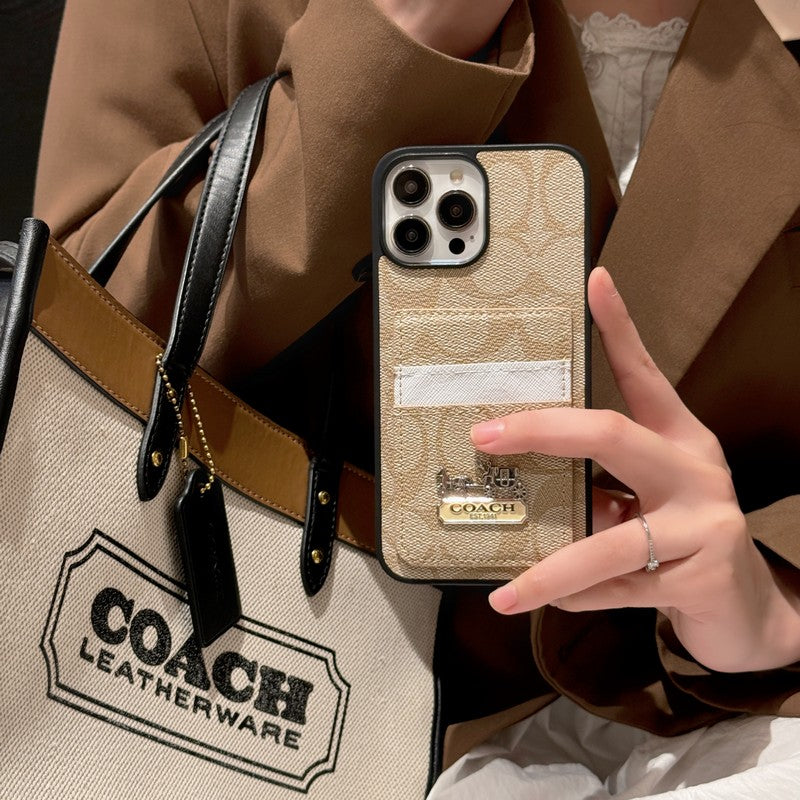 Lux Coach Card Bag Leather iPhone Case Inspired