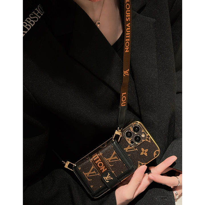 Luxury  LV CASE WITH CHAIN FOR IPHONE 16 15 14