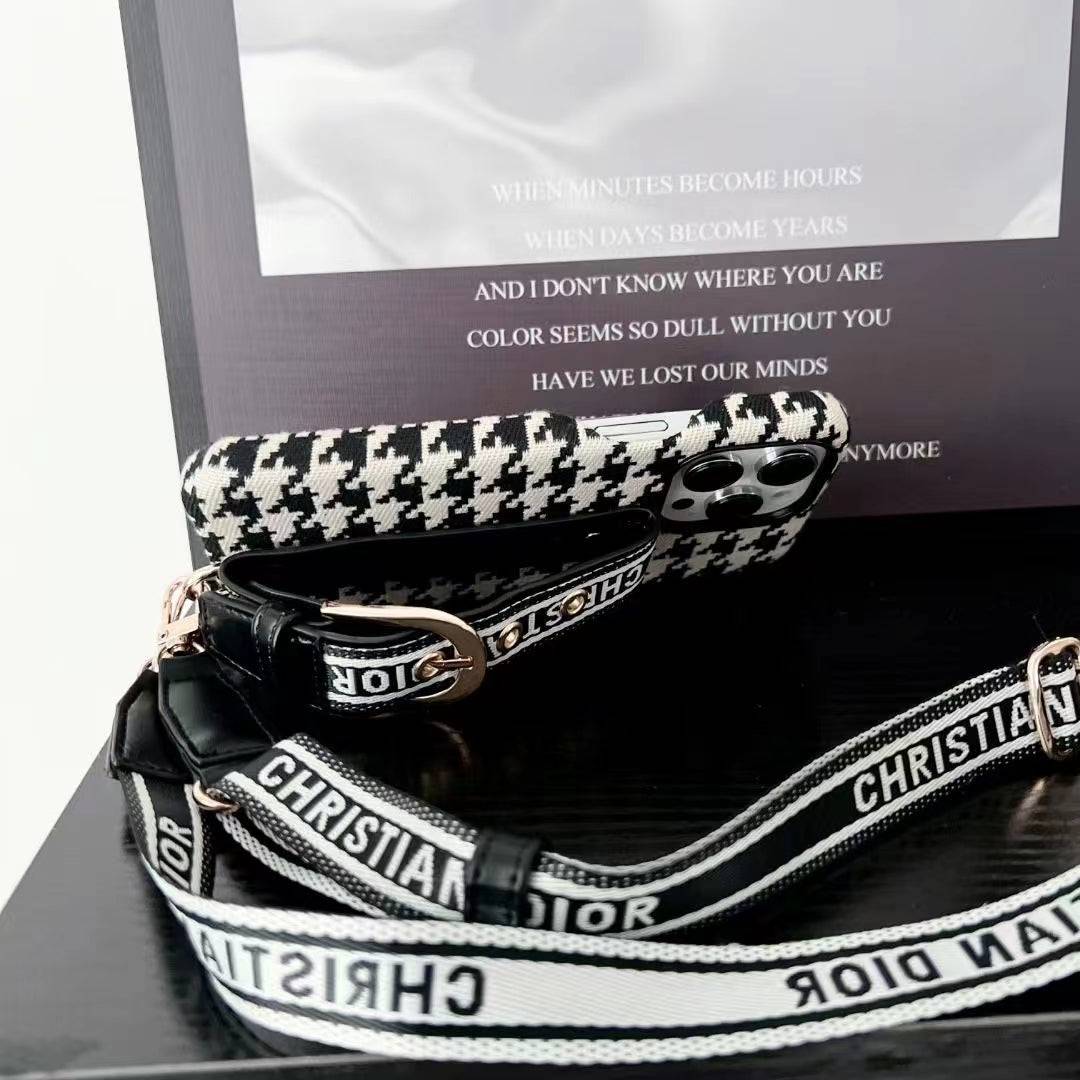 Inspired Lady Dior Phone Case With Lanyard For iPhone