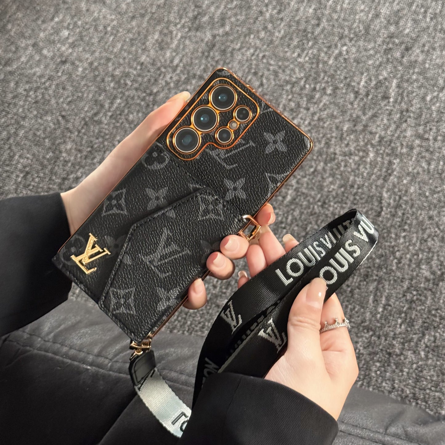 Designer Advanced Leather Samsung Phone Case with Wallet and Strap. Inspired