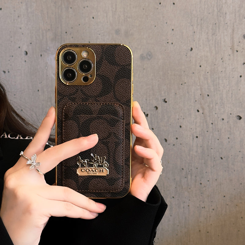 Designer Coach Card Holder Leather iPhone Case Inspired