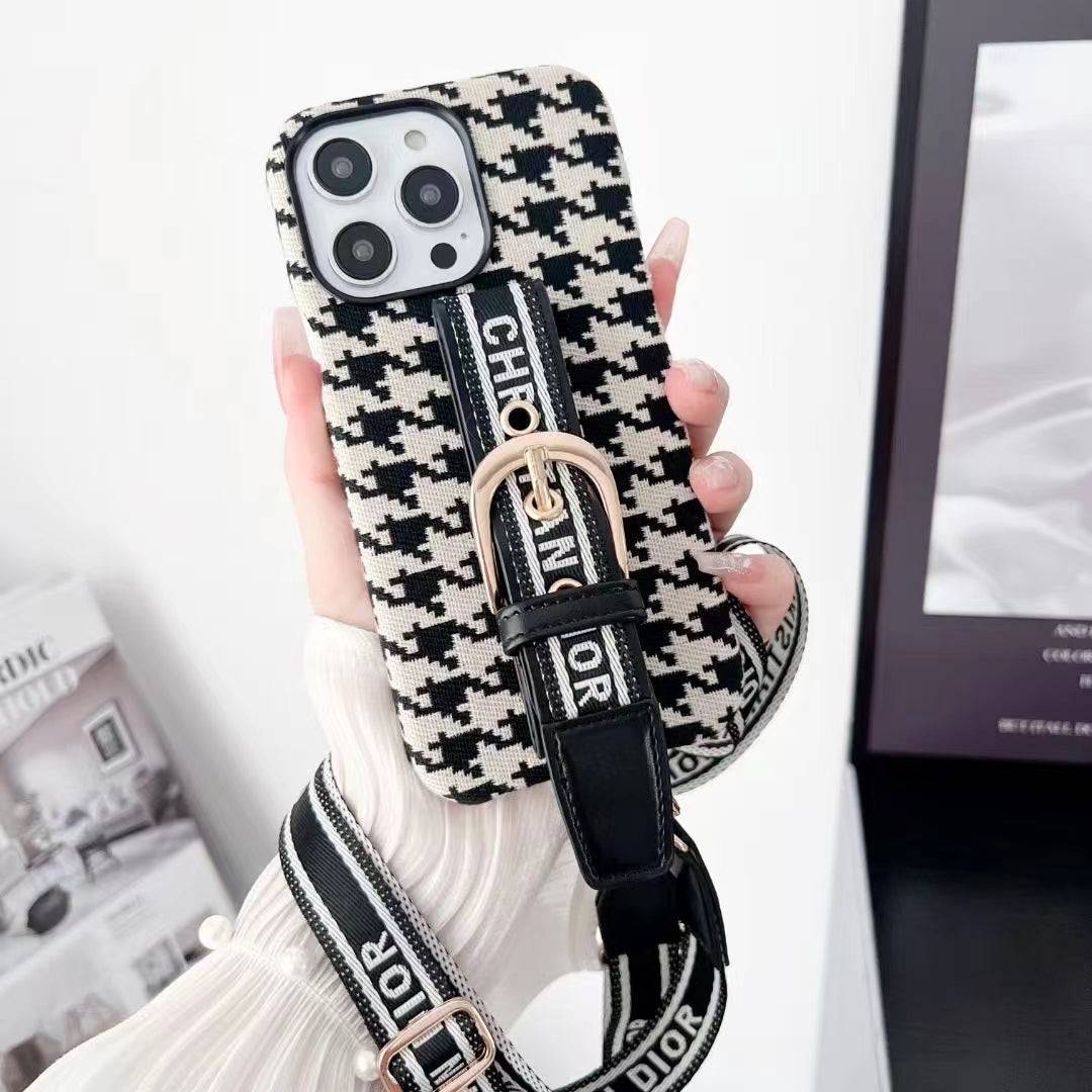 Inspired Lady Dior Phone Case With Lanyard For iPhone