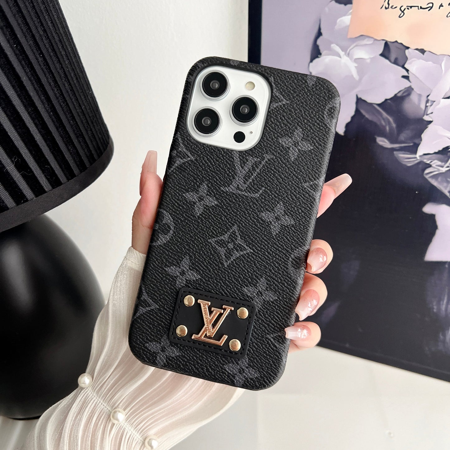 LV MONOGRAM LEATHER CASE FOR IPHONE