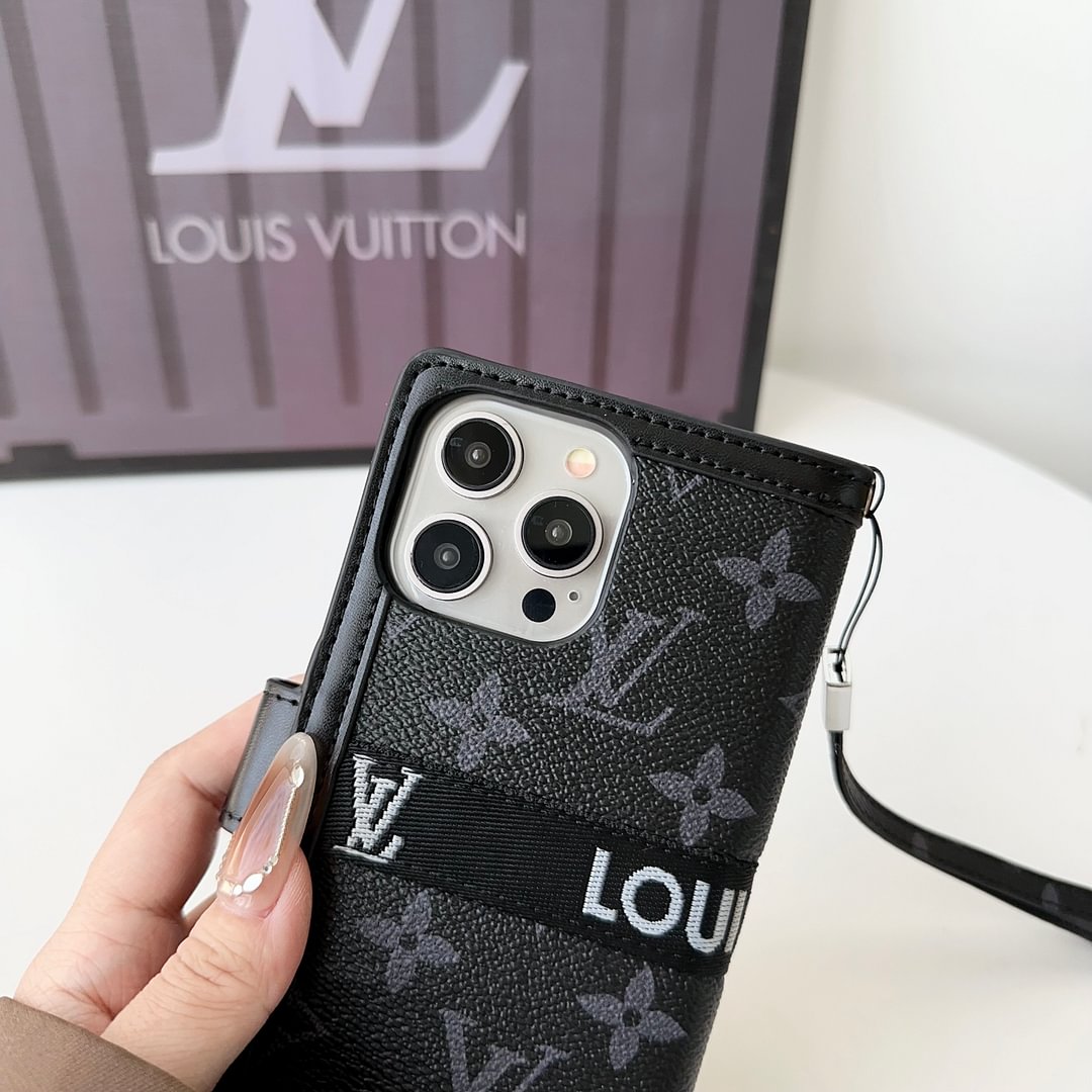 Leather Monogram LV Wallet Card Holder iPhone Case