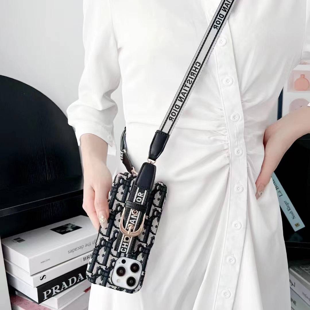 Inspired Lady Dior Phone Case With Lanyard For iPhone