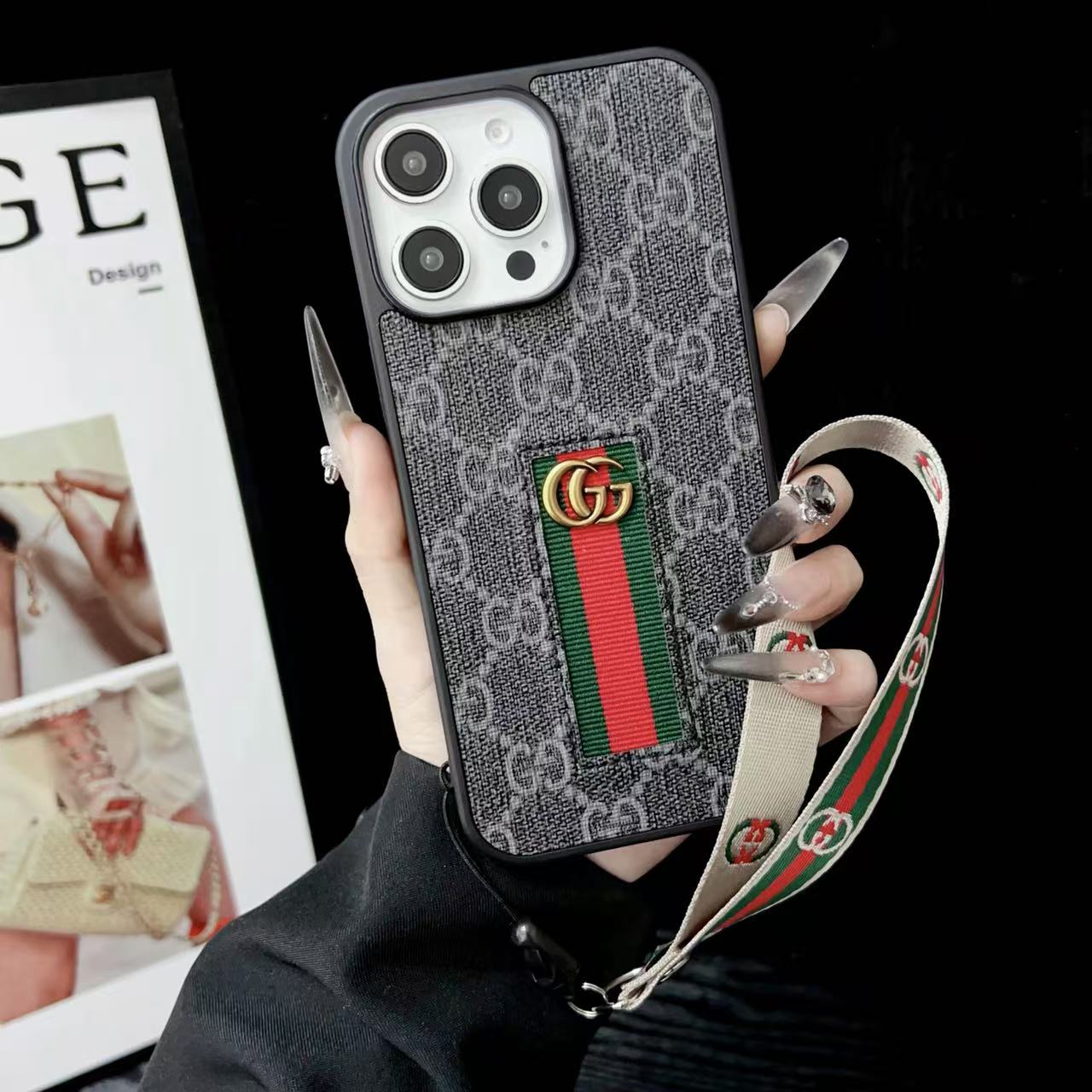 Luxury Gucci IPhone Case With Hand Strap