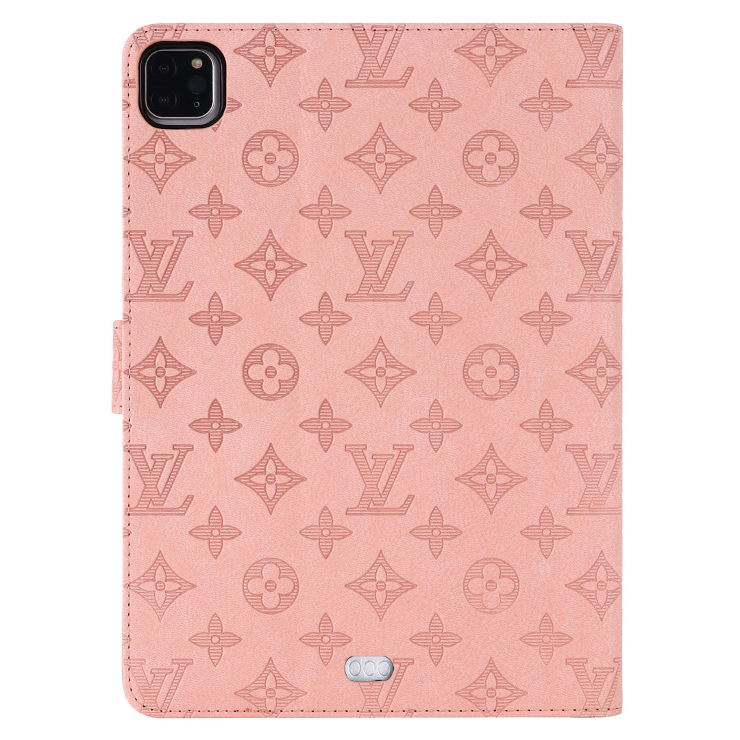 Designer 3D Embossed Canvas Monogram Holster Apple iPad Flip Cover With Stand Function Inspired