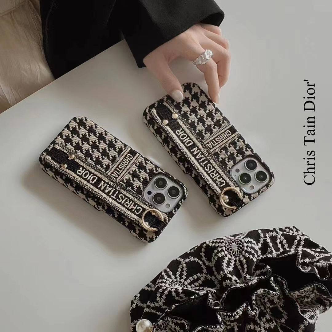 Dior Phone Case with Hand Strap for iPhone
