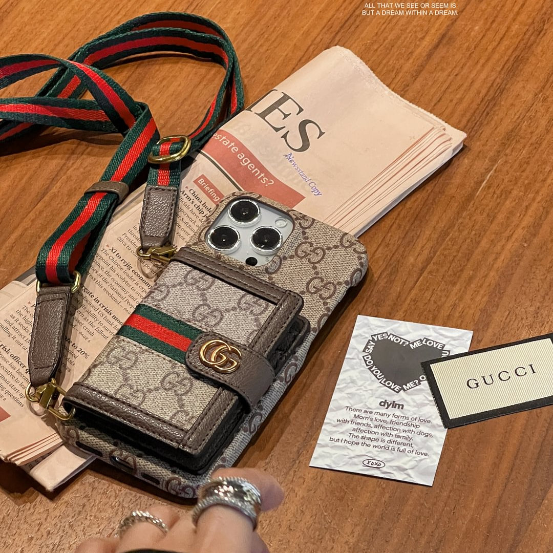 Ophidia Leather GG Wallet Crossbody iPhone Case