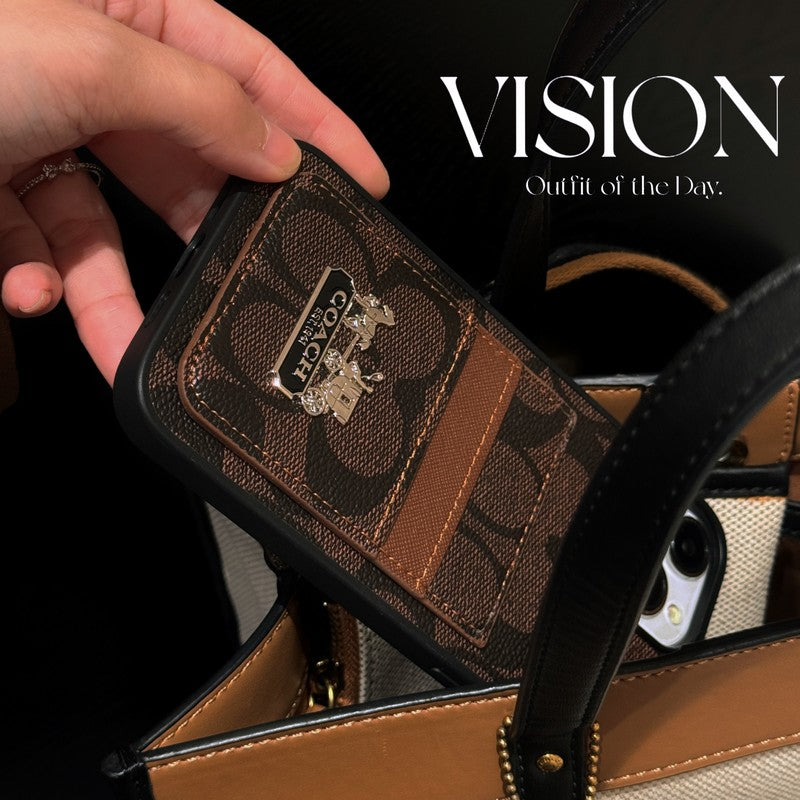 Lux Coach Card Bag Leather iPhone Case Inspired