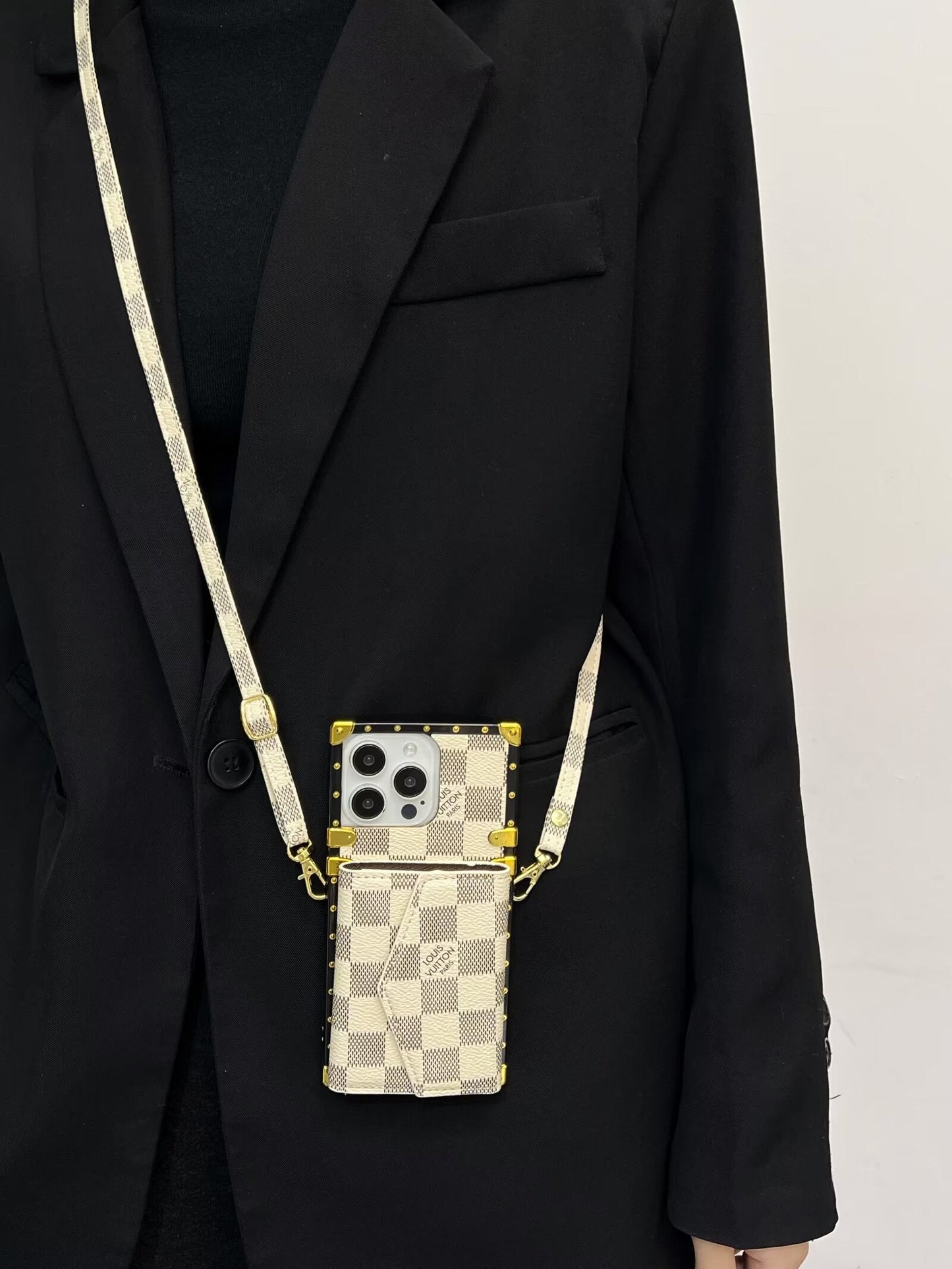 LV LEATHER MONOGRAM IPHONE CASE WITH CARD HOLDER