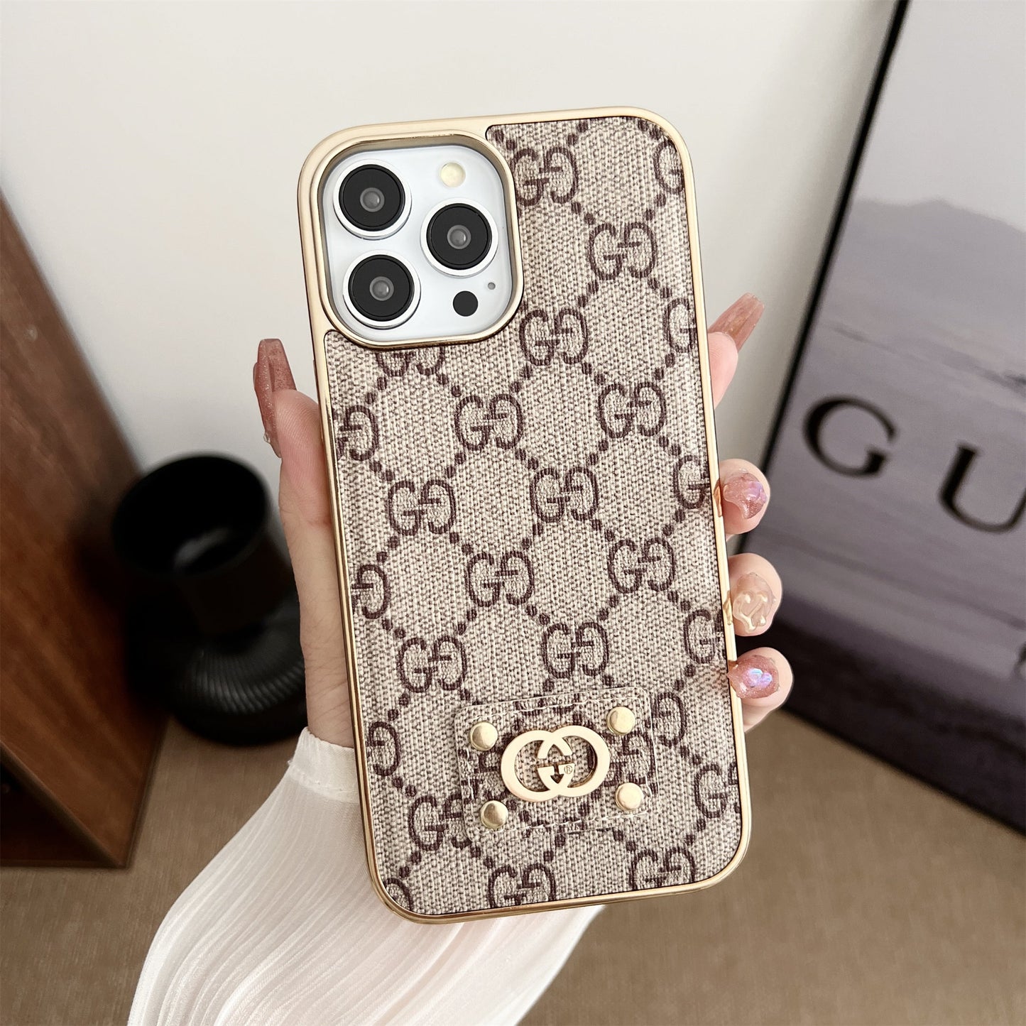 LV MONOGRAM LEATHER CASE FOR IPHONE