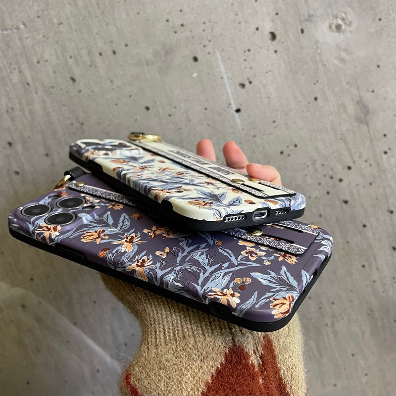 Designer Dior Purple & White iPhone Case With Hand Strap