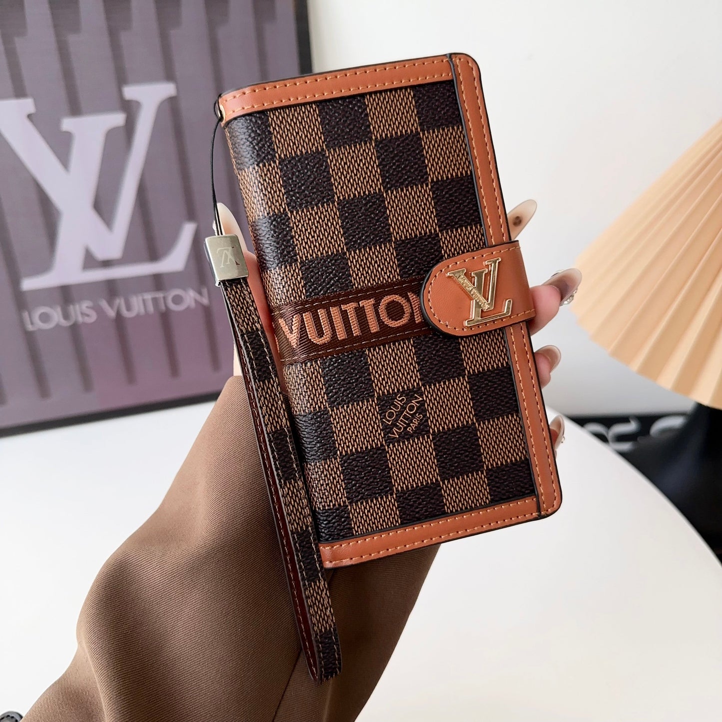 Leather Monogram LV Wallet Card Holder iPhone Case