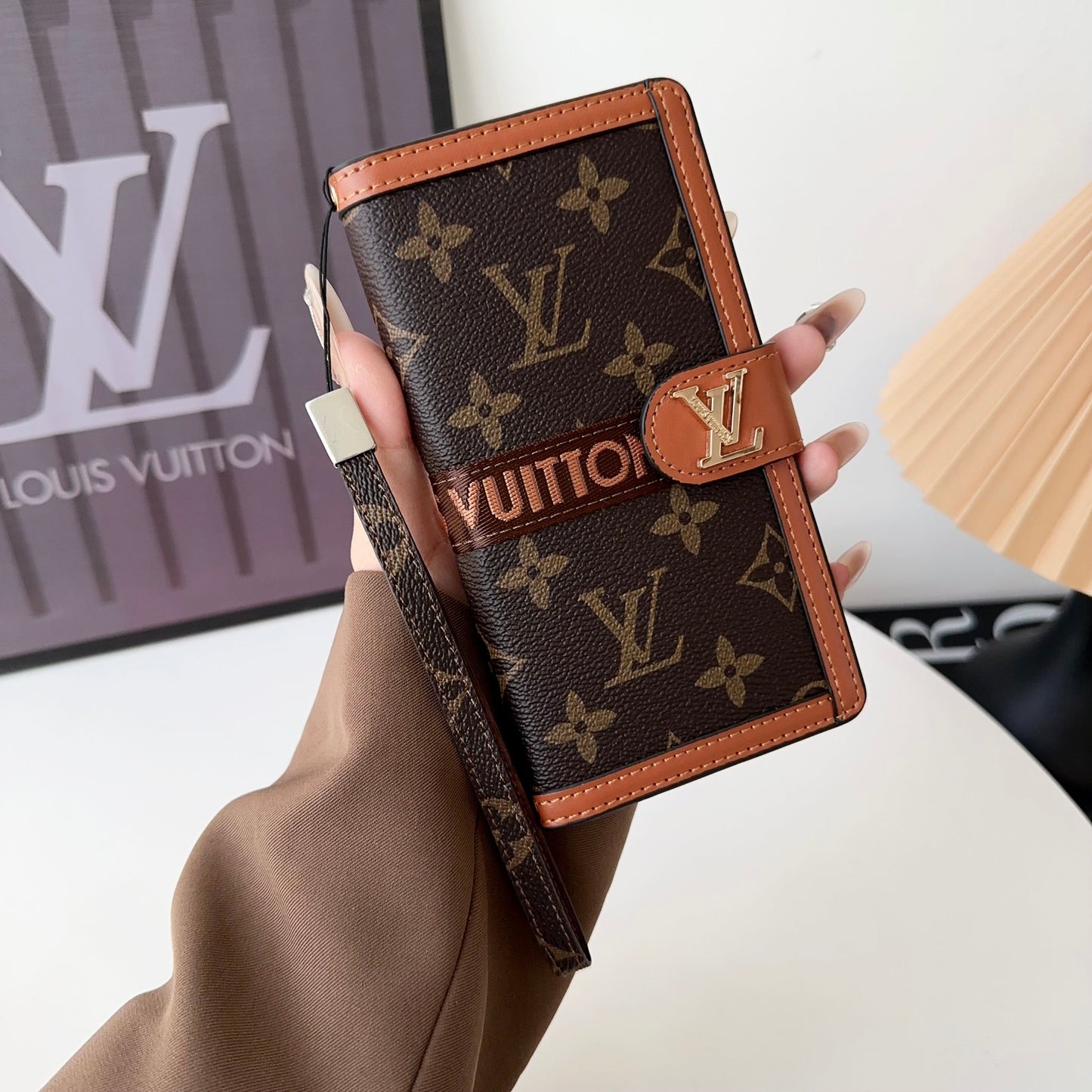 Leather Monogram LV Wallet Card Holder iPhone Case