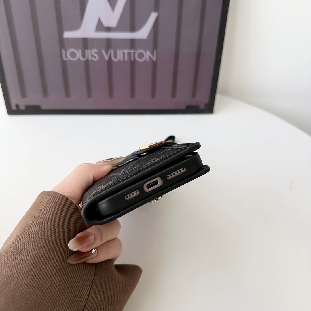 Leather Monogram LV Wallet Card Holder iPhone Case