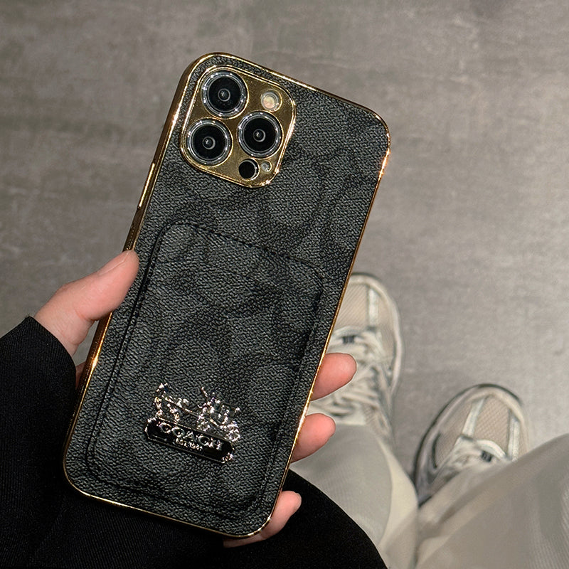 Designer Coach Card Holder Leather iPhone Case Inspired