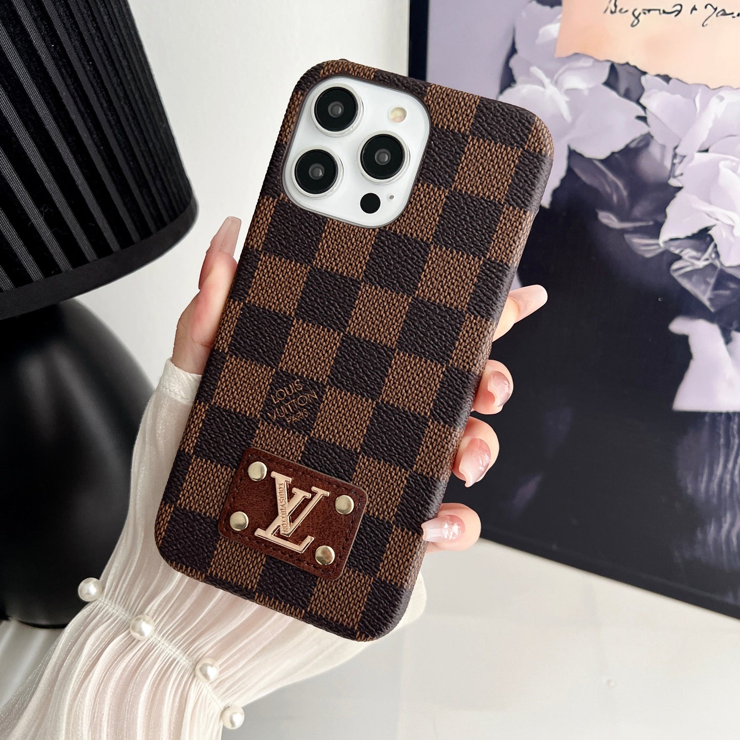 LV MONOGRAM LEATHER CASE FOR IPHONE