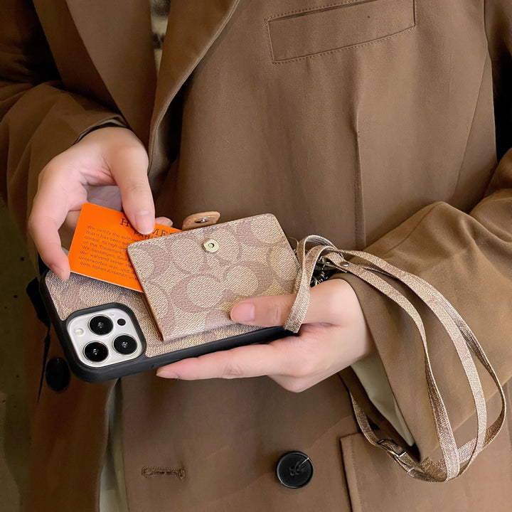 Luxury Coach Leather iPhone Case With Card Holder