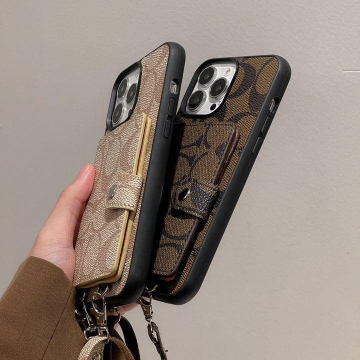 Luxury Coach Leather iPhone Case With Card Holder