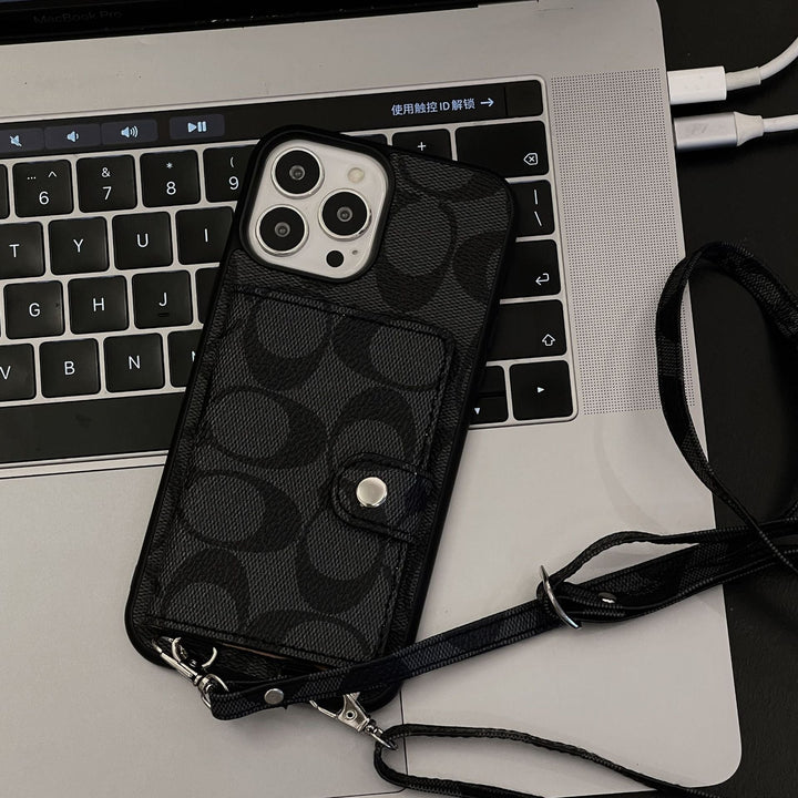 Luxury Coach Leather iPhone Case With Card Holder