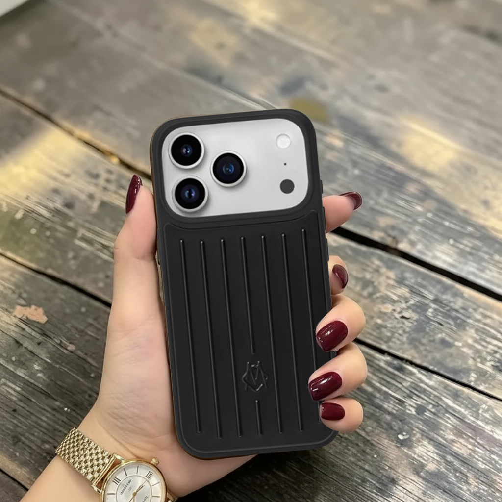 Rimowa Inspired iPhone Case – Metallic Edge, Hard Shell Armor