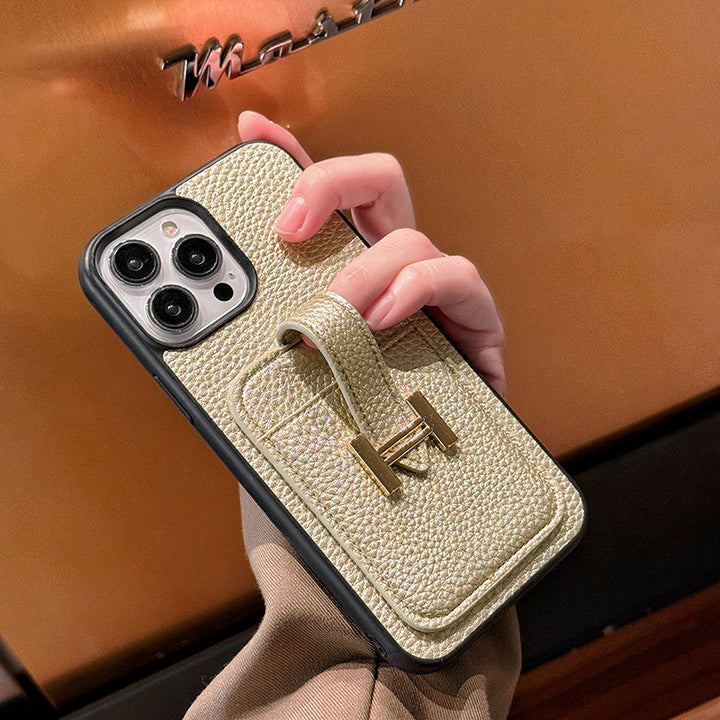 Luxury Hermes Leather iPhone Case With Card Holder