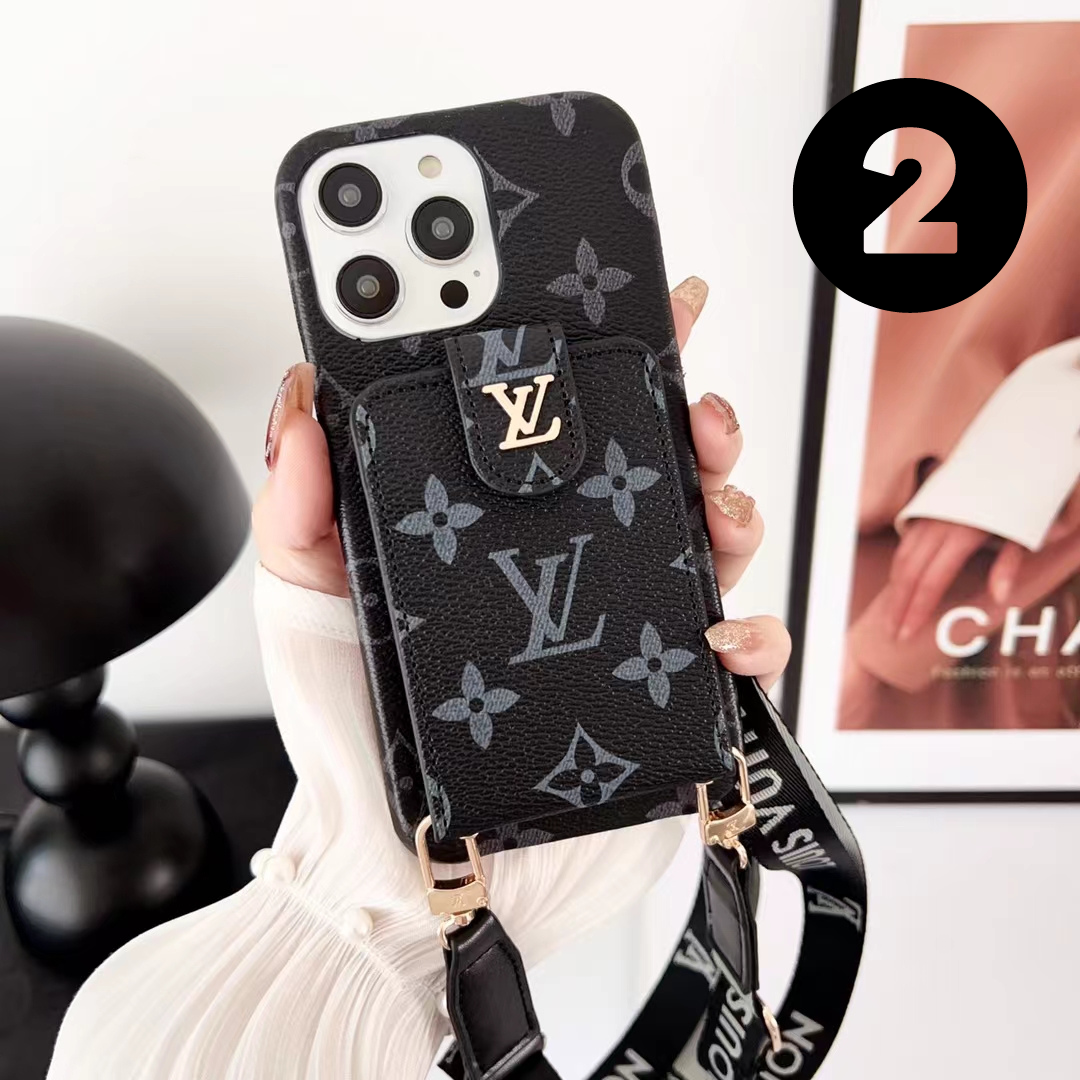 LV Premium Phone Case With Strap And Card Holder