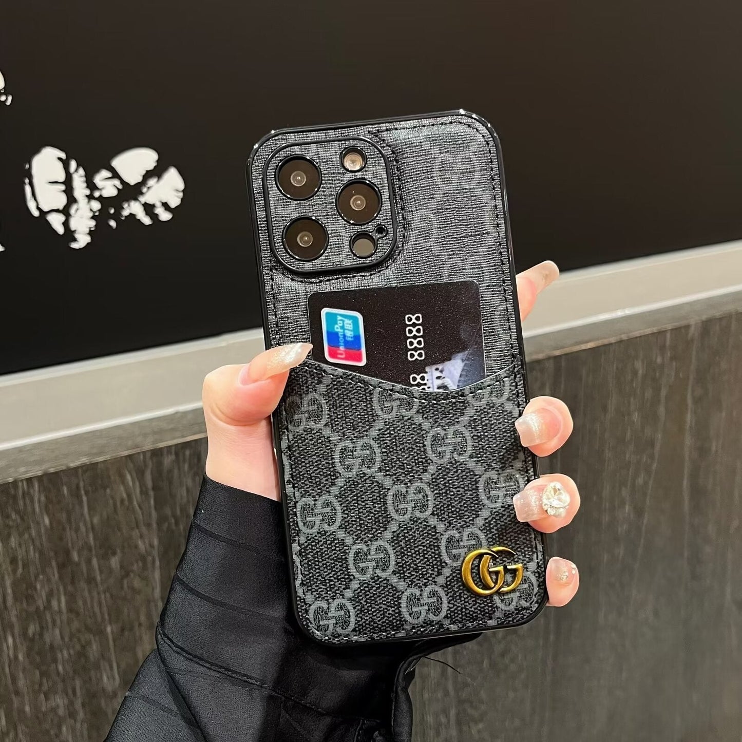Leather Monogram Louis Vuitton IPhone Case With Wallet Card