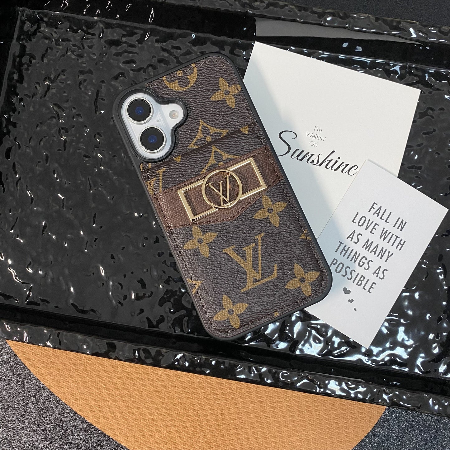 CHIC LUXURY LEATHER LV IPHONE CASE