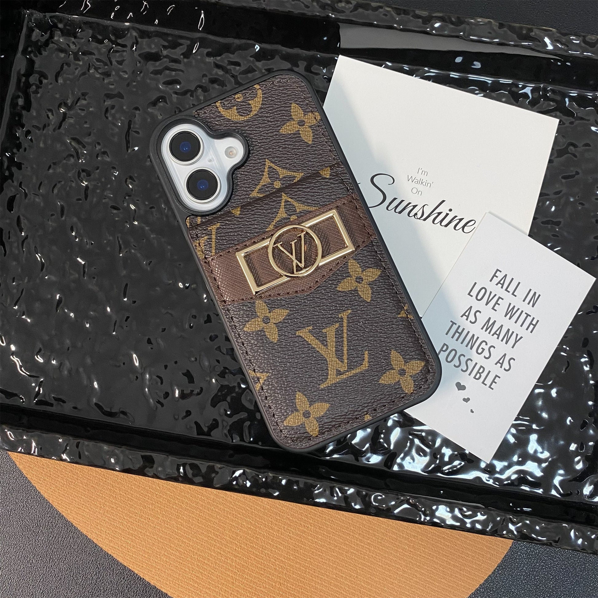 CHIC LUXURY LEATHER LV IPHONE CASE