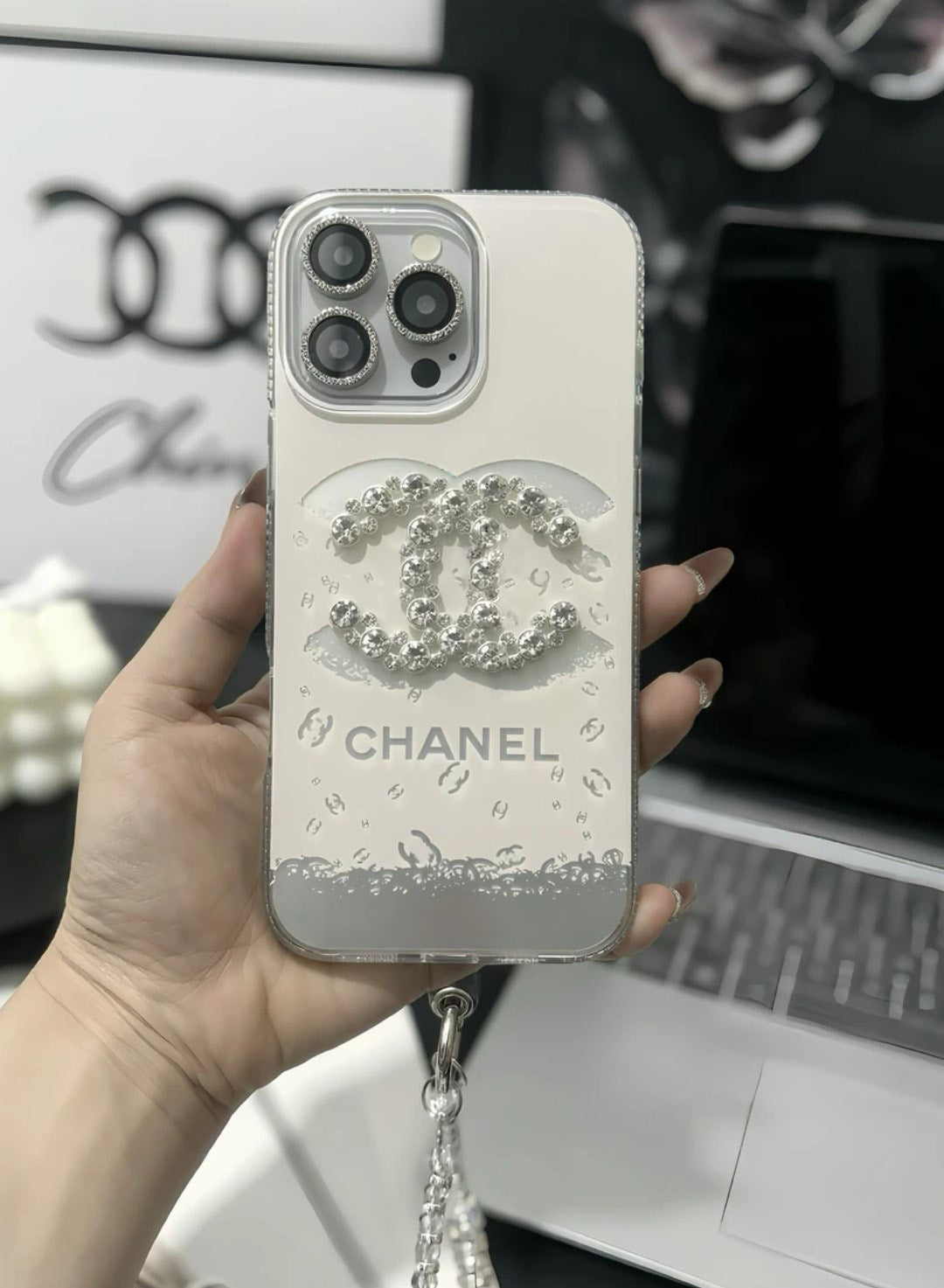 Designer Chanel Lady Crystal iPhone Case