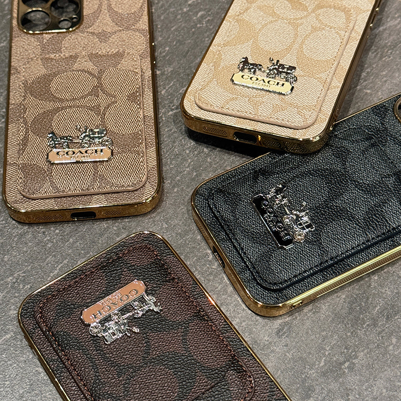 Designer Coach Card Holder Leather iPhone Case