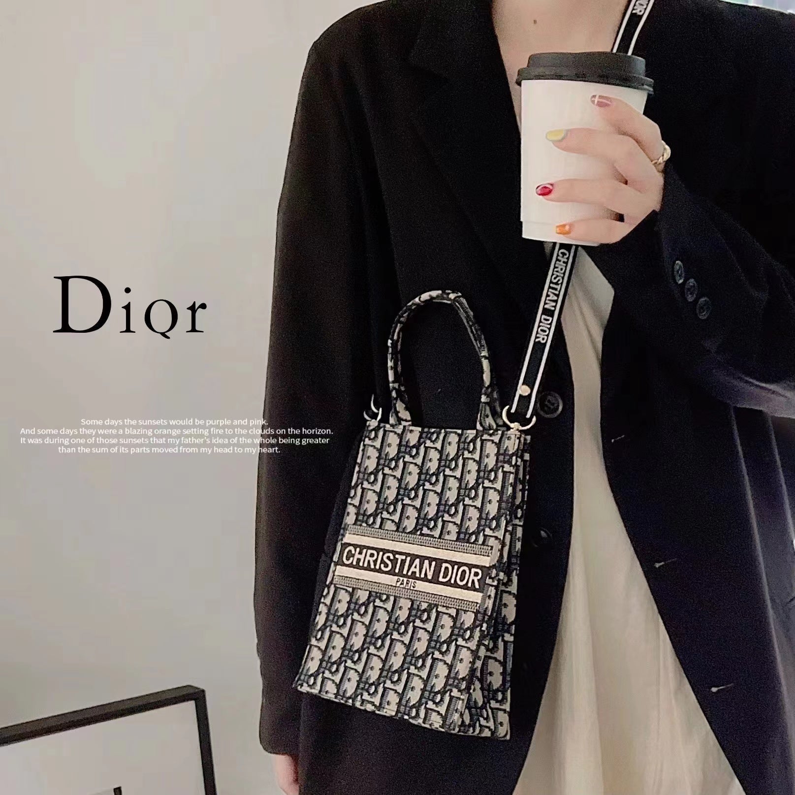 Designer Dior Tote Bag With Crossbody Strap