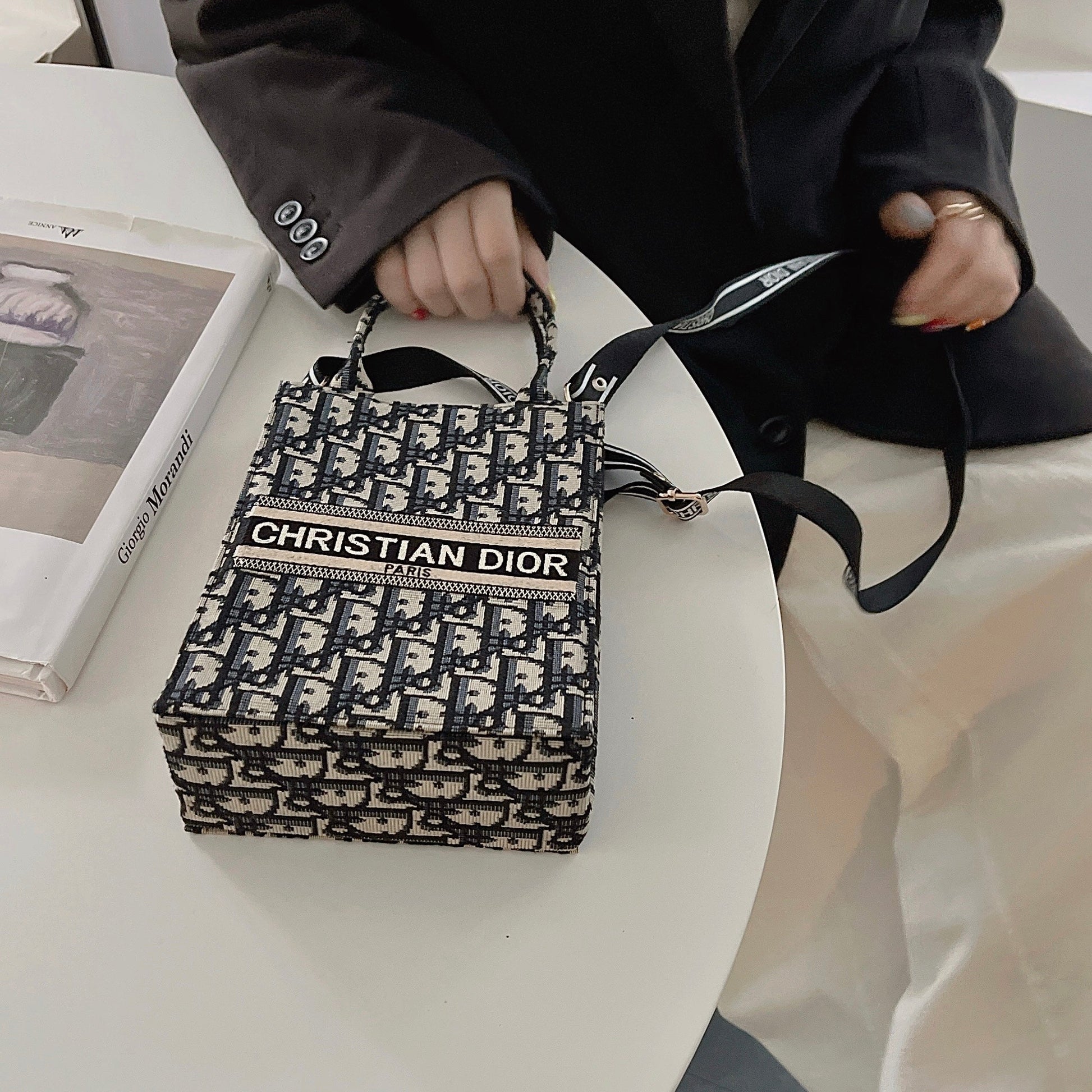 Designer Dior Tote Bag With Crossbody Strap