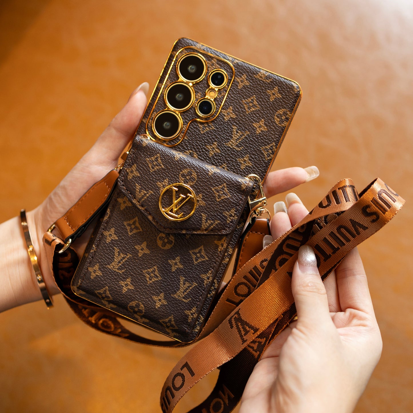 Designer Advanced Leather Samsung Phone Case with Wallet and Strap. Inspired