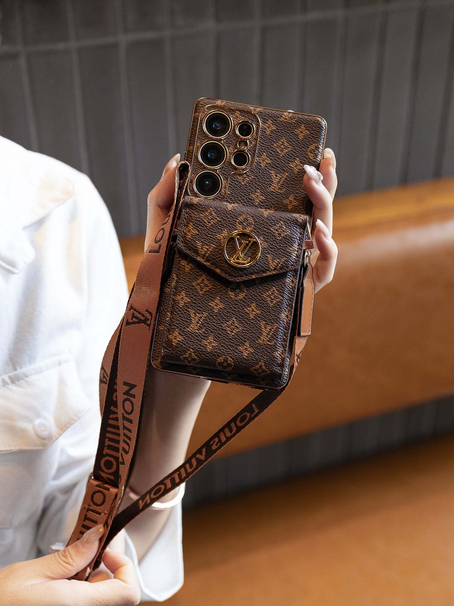Designer Advanced Leather Samsung Phone Case with Wallet and Strap. Inspired