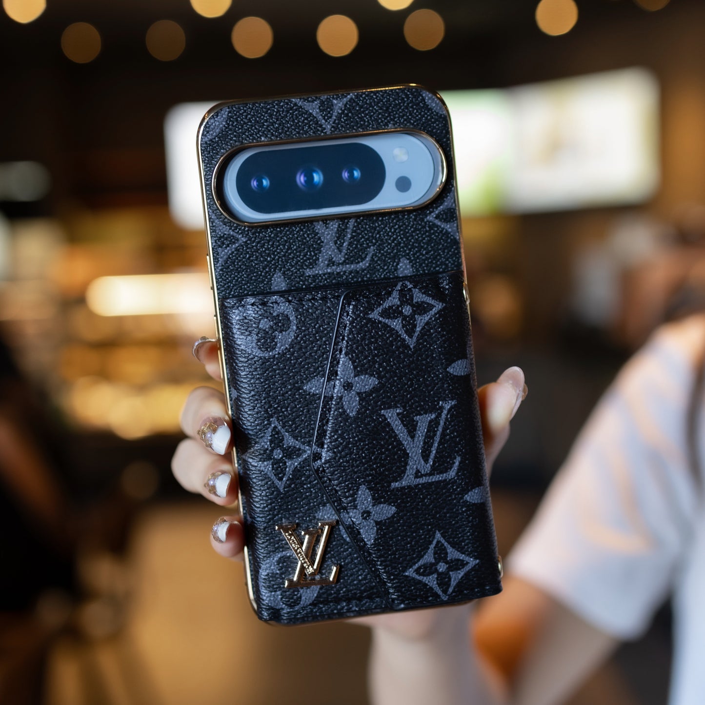 Luxury Louis Vuitton Google Pixel phone case With Card Holder & Strap