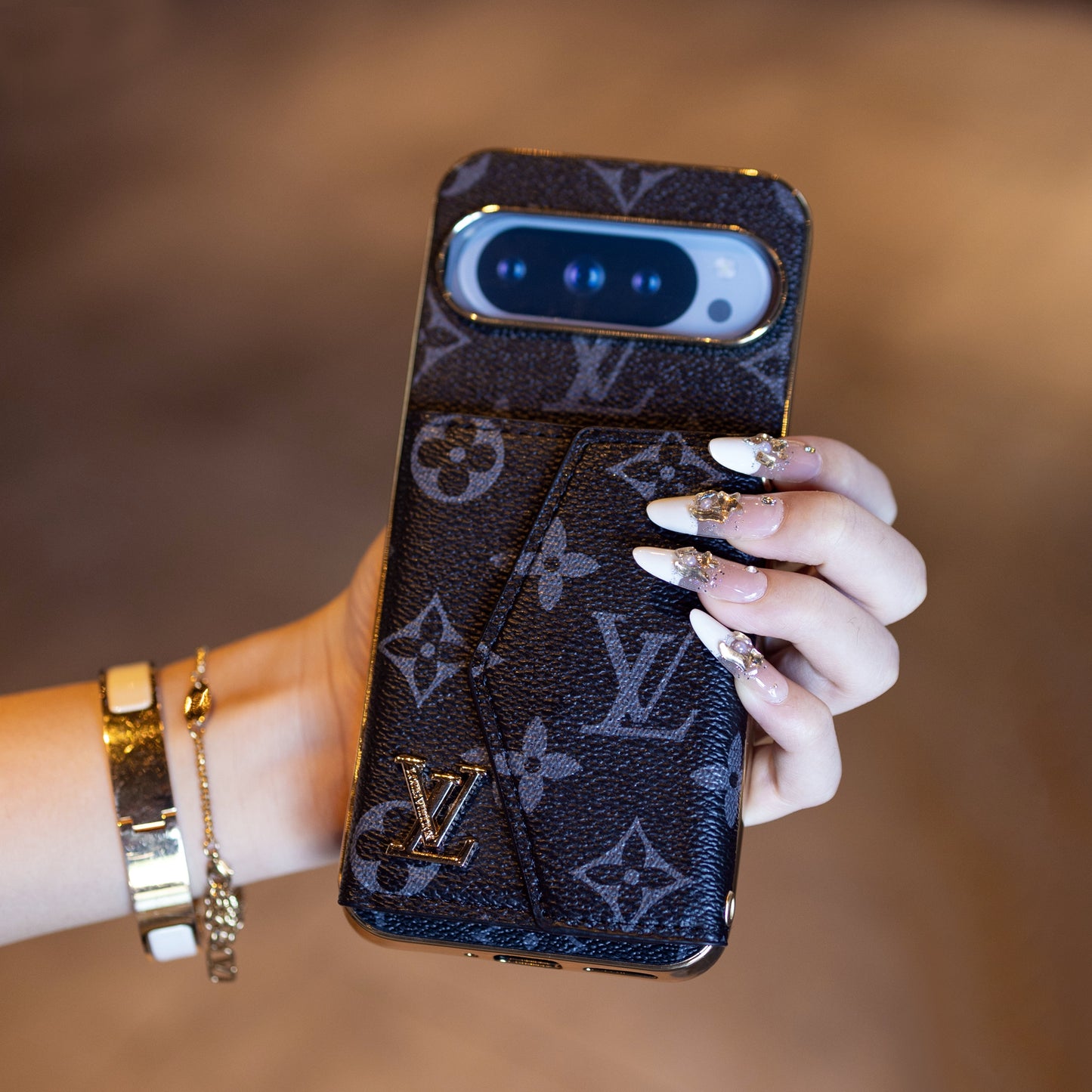 Luxury Louis Vuitton Google Pixel phone case With Card Holder & Strap