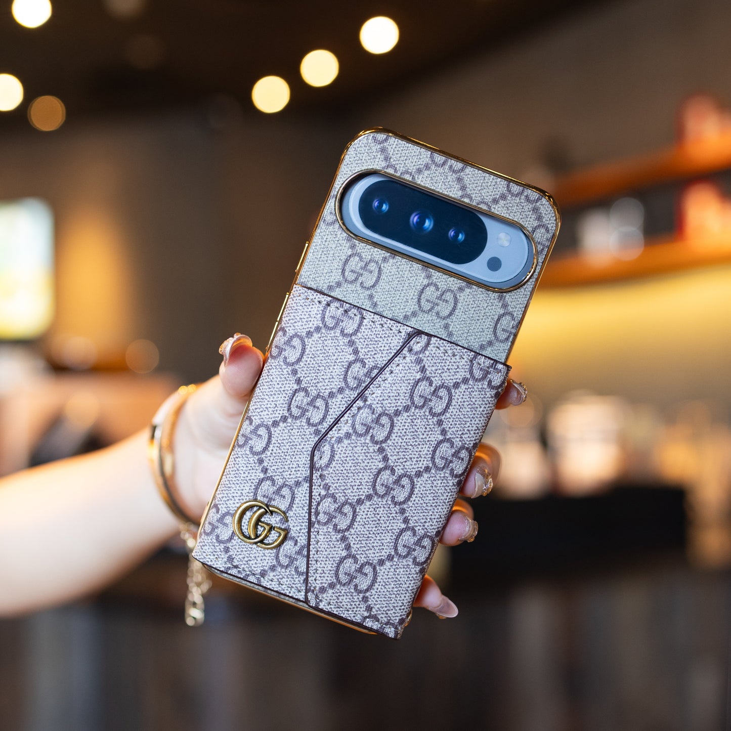 Luxury Louis Vuitton Google Pixel phone case With Card Holder & Strap