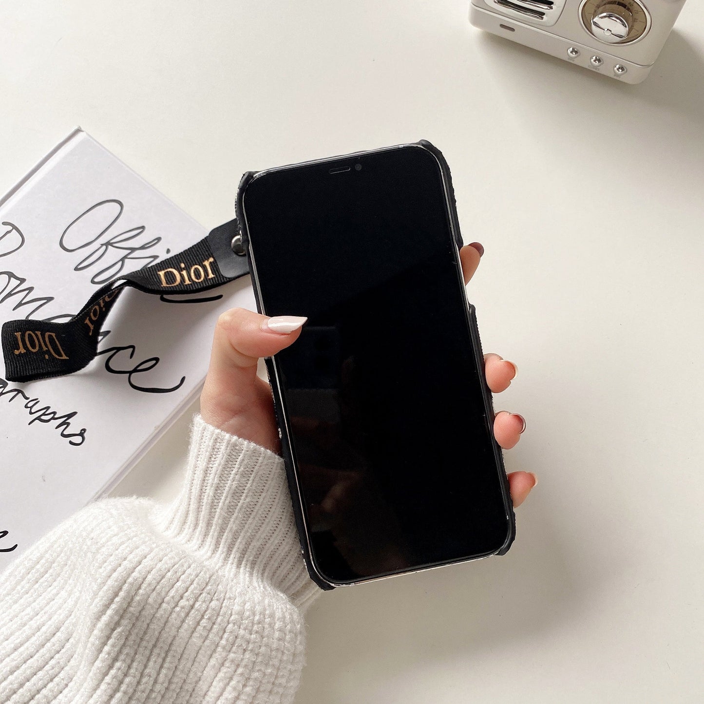 Designer Lady Dior Phone Case With Strap