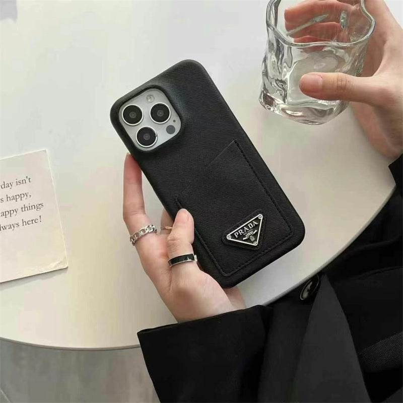 Luxury Prada Apple iPhone Case With Card Holder