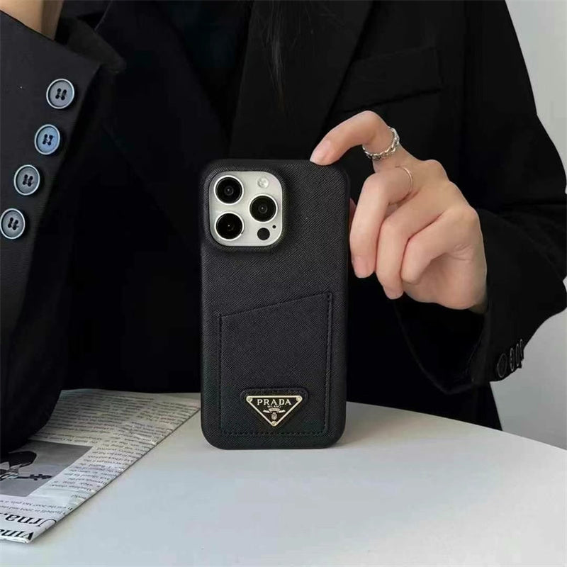 Luxury Prada Apple iPhone Case With Card Holder