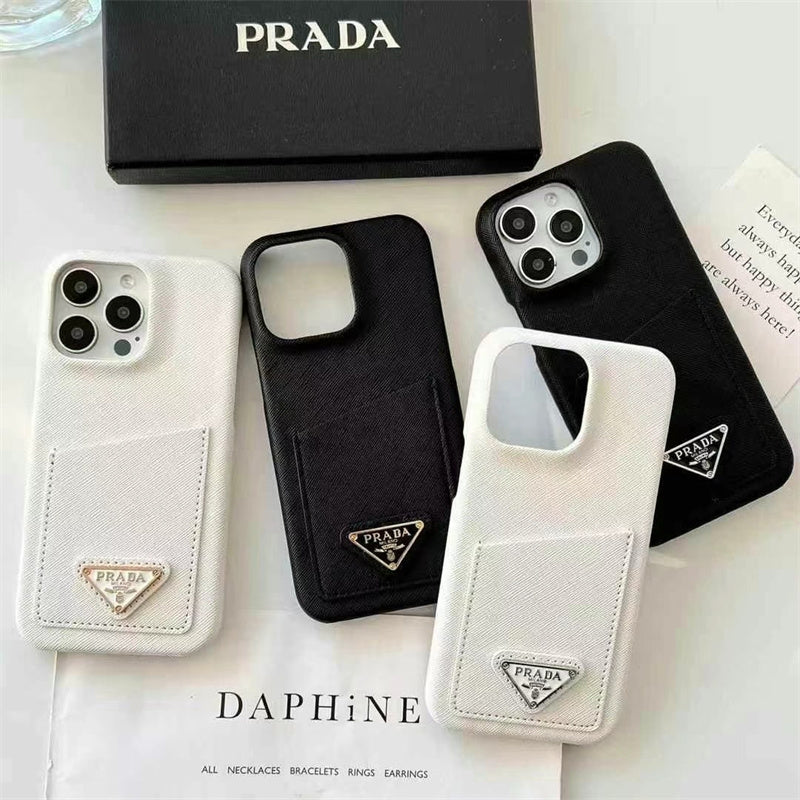 Luxury Prada Apple iPhone Case With Card Holder
