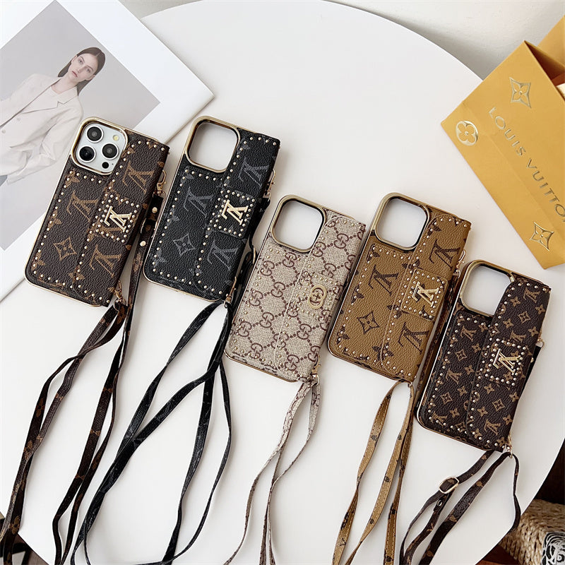 Monogram LV Leather iPhone Case With Strap