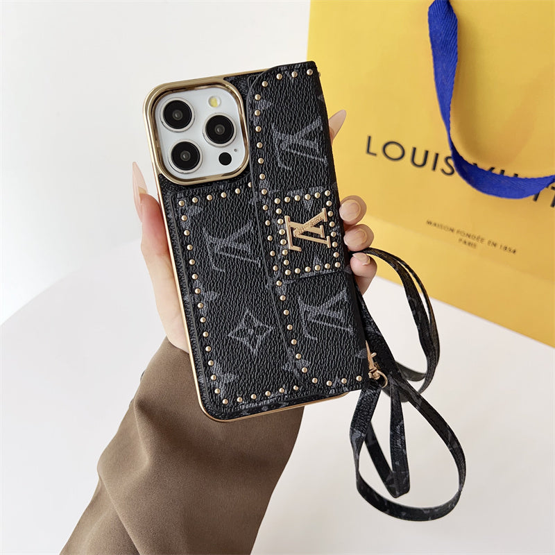 Monogram LV Leather iPhone Case With Strap