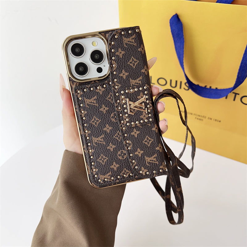 Monogram LV Leather iPhone Case With Strap
