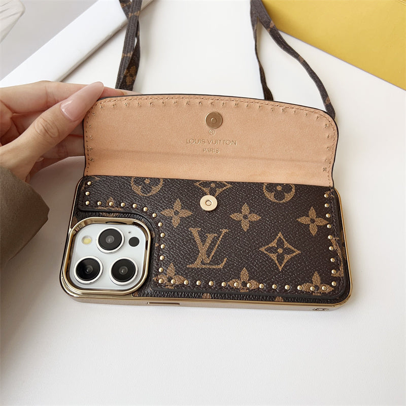 Monogram LV Leather iPhone Case With Strap
