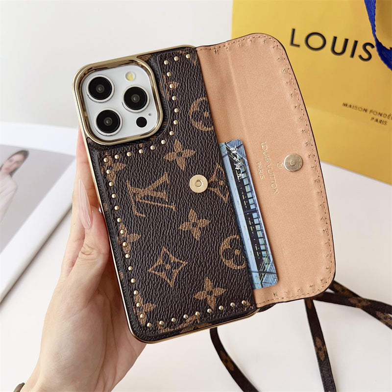 Monogram LV Leather iPhone Case With Strap