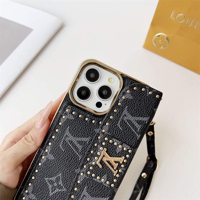 Monogram LV Leather iPhone Case With Strap